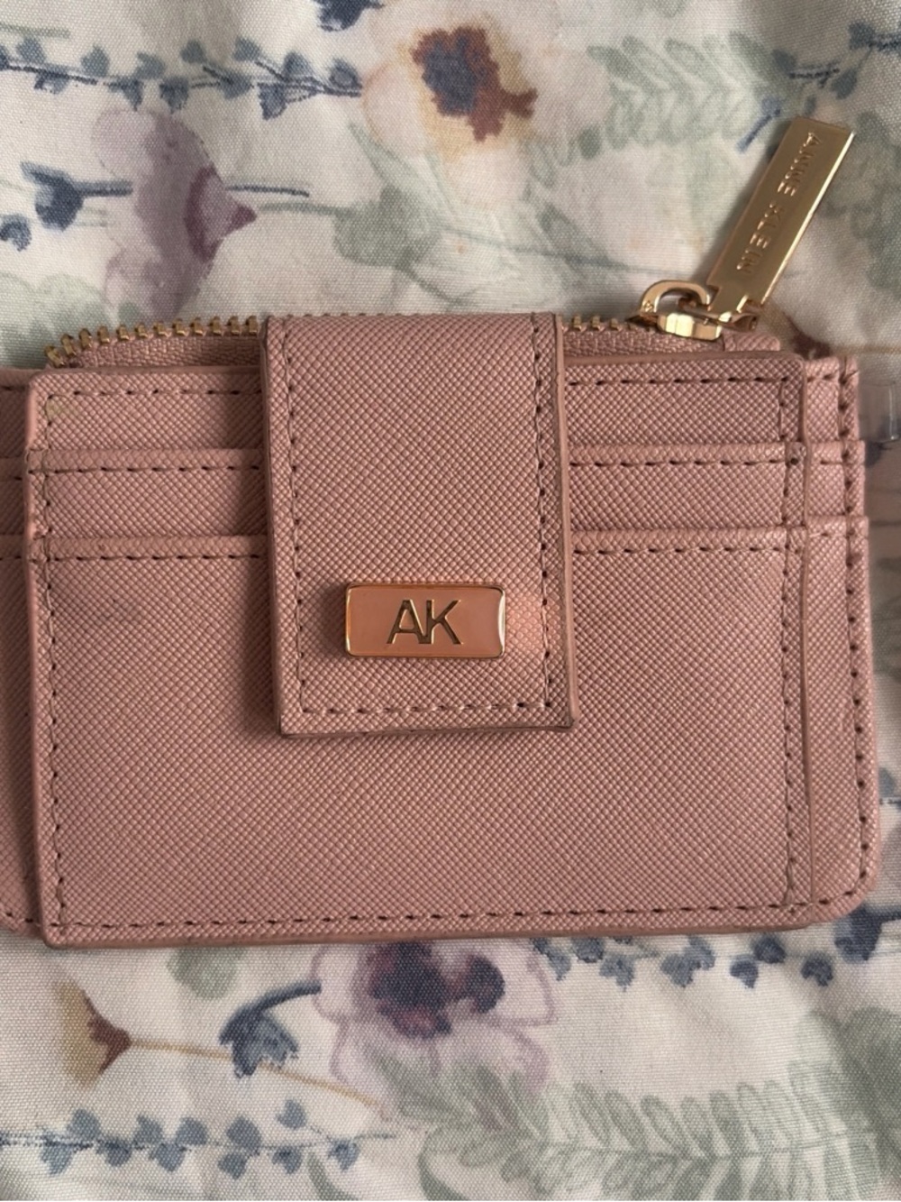 Anne Klein Blush Pink Cardholder Wallet with Gold Hardware
